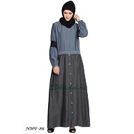  Denim Skirt Chambray abaya - Blue & Grey
